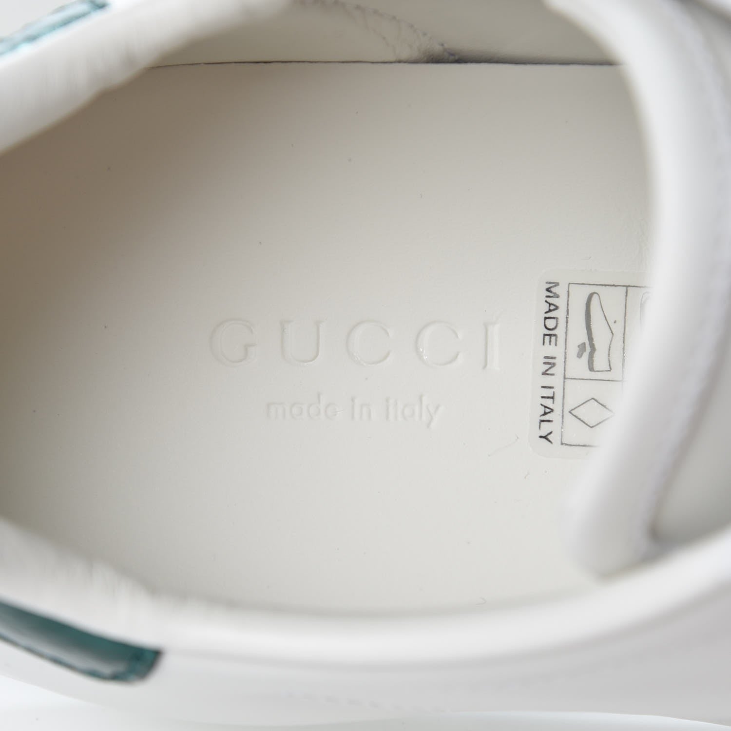 Gucci Calfskin Ayers Bee Embroidered Ace Sneakers 34.5 White Green 6 of 10