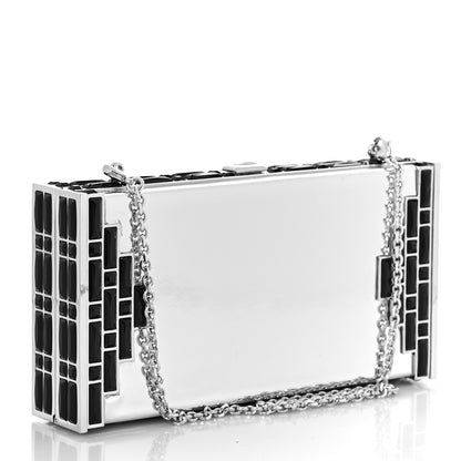 Judith Leiber Mirrored Box Clutch Black Silver 3 of 9