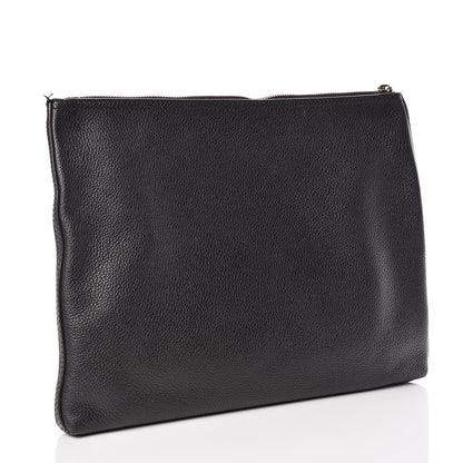 Gucci Pebbled Calfskin Medium Logo Portfolio Clutch Black 3 of 12