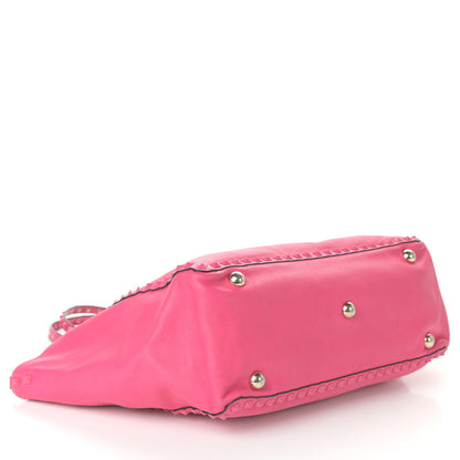 Valentino Garavani Vitello Monochrome Medium Rockstud Tote Pop Fuxia 4 of 10