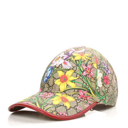Gucci GG Supreme Flora Claudia Baseball Hat 58 L Red 1 of 8