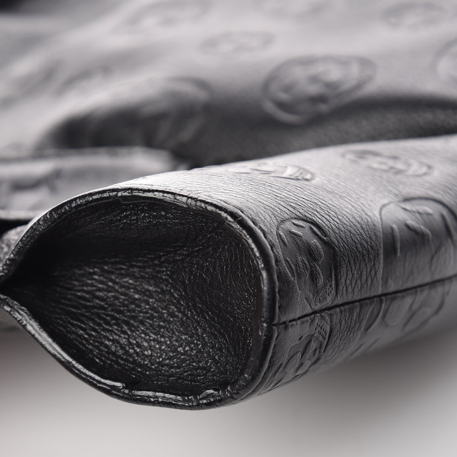 Alexander McQueen Calfskin Skull Embossed De Manta Clutch Black 10 of 11
