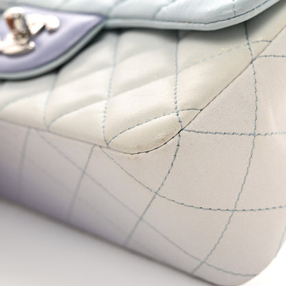 Chanel Perforated Lambskin Quilted Mini Rectangular Flap Light Blue Light Purple White 11 of 11
