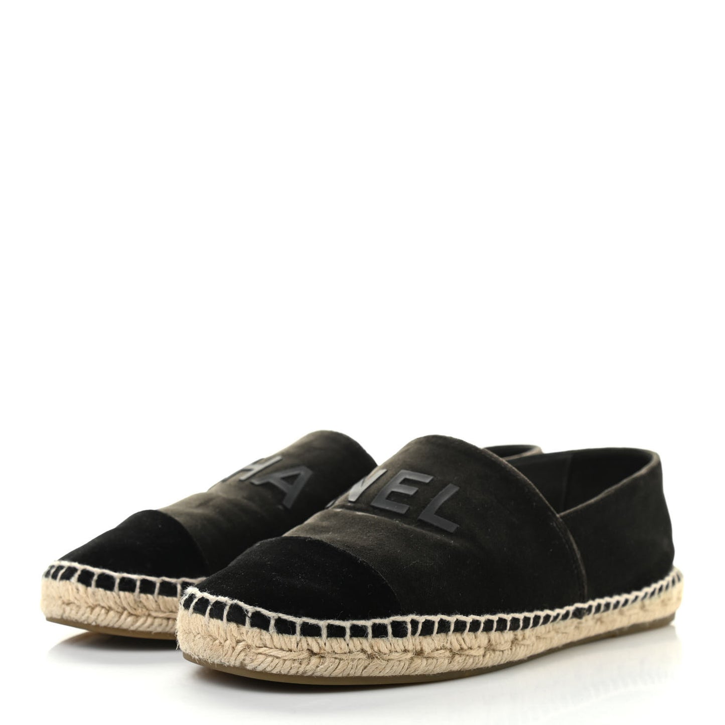 Velvet Logo Espadrilles 37 Grey Black