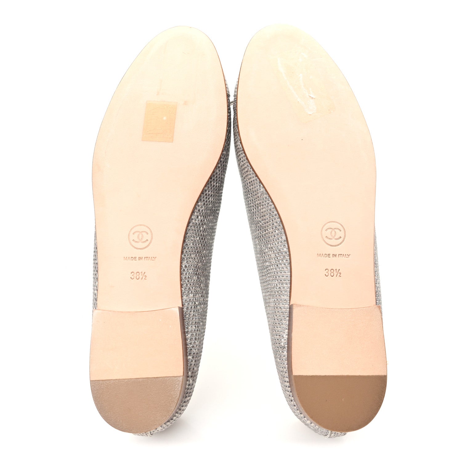 Chanel Lizard Cap Toe CC Ballerina Flats 38.5 Grey 6 of 11
