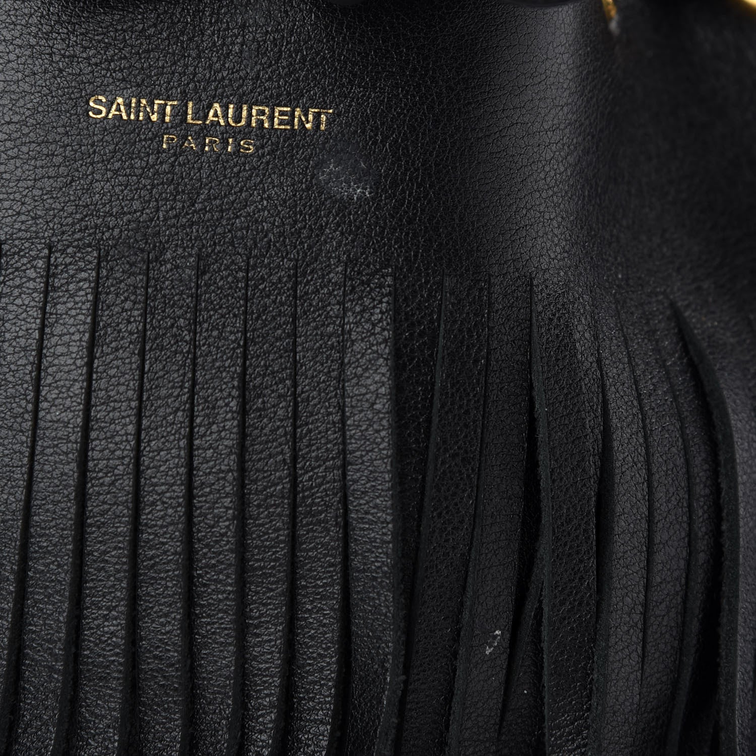 Saint Laurent Calfskin Small Emmanuelle Fringe Hobo Bag Black 11 of 11