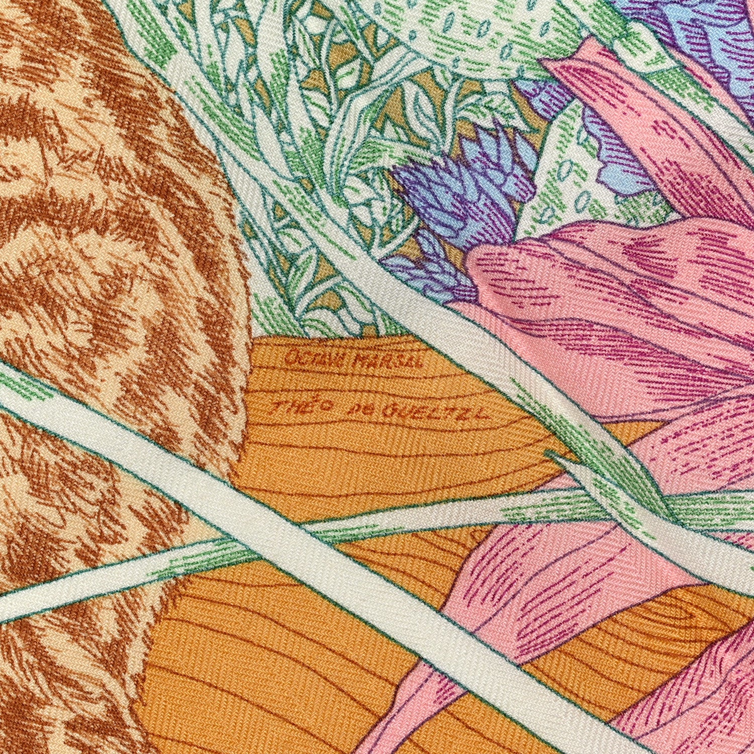 Hermes Cashmere Silk Retour a la Nature 140 Bleu Ciel Rose Vert 4 of 5