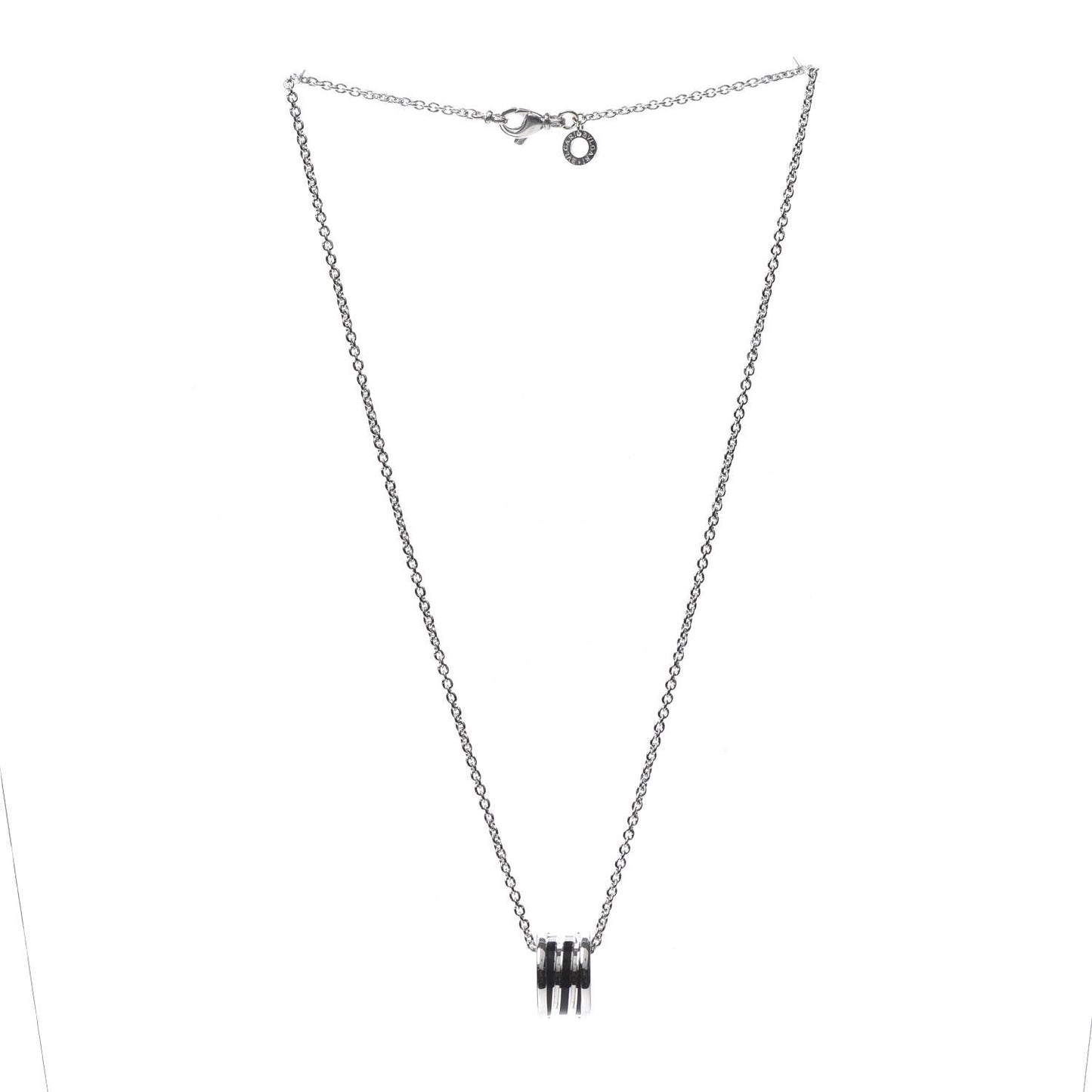 18K White Gold Black Enamel B.Zero1 Pendant Necklace