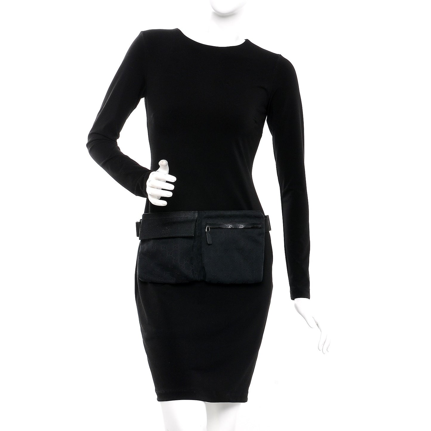 GG Monogram Double Pocket Belt Bag Black