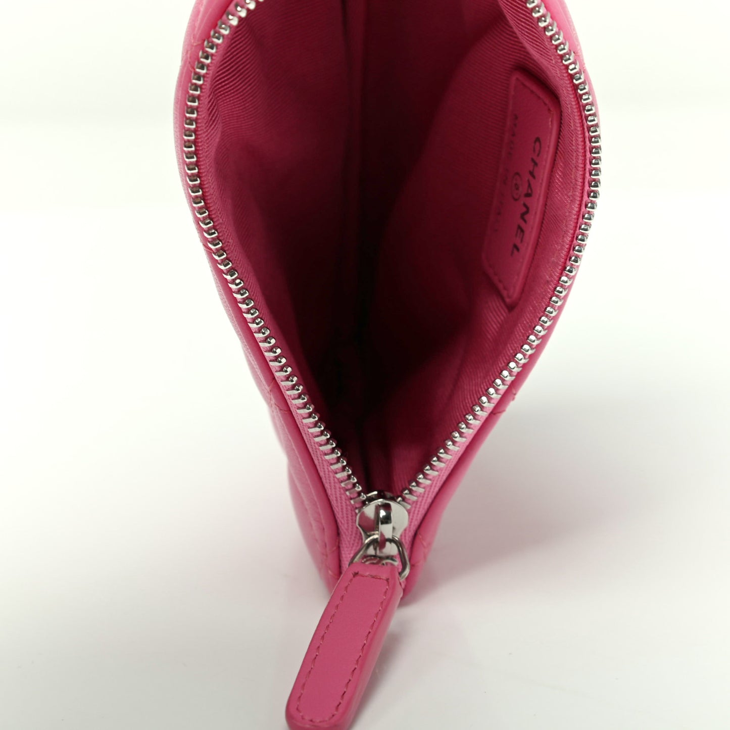 Lambskin Quilted Small Cosmetic Case Pink