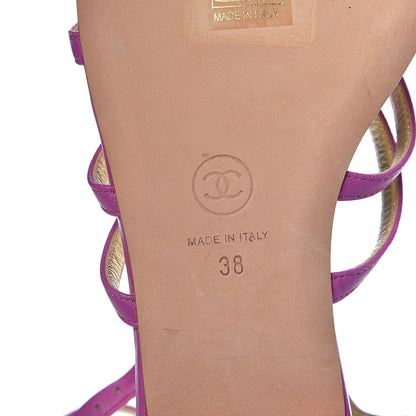 Chanel Lambskin Gripoix Flat Sandals 38 Purple 7 of 8