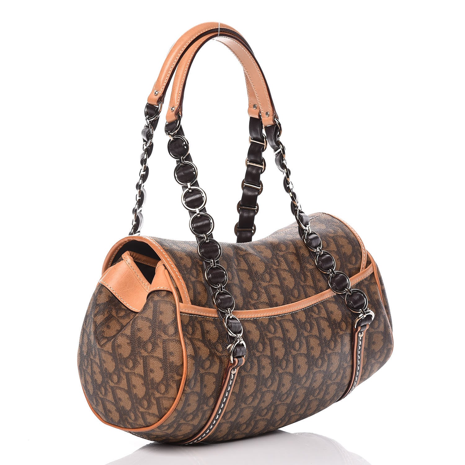 Christian Dior Monogram Romantique Trotter Flap Bag Brown 3 of 12