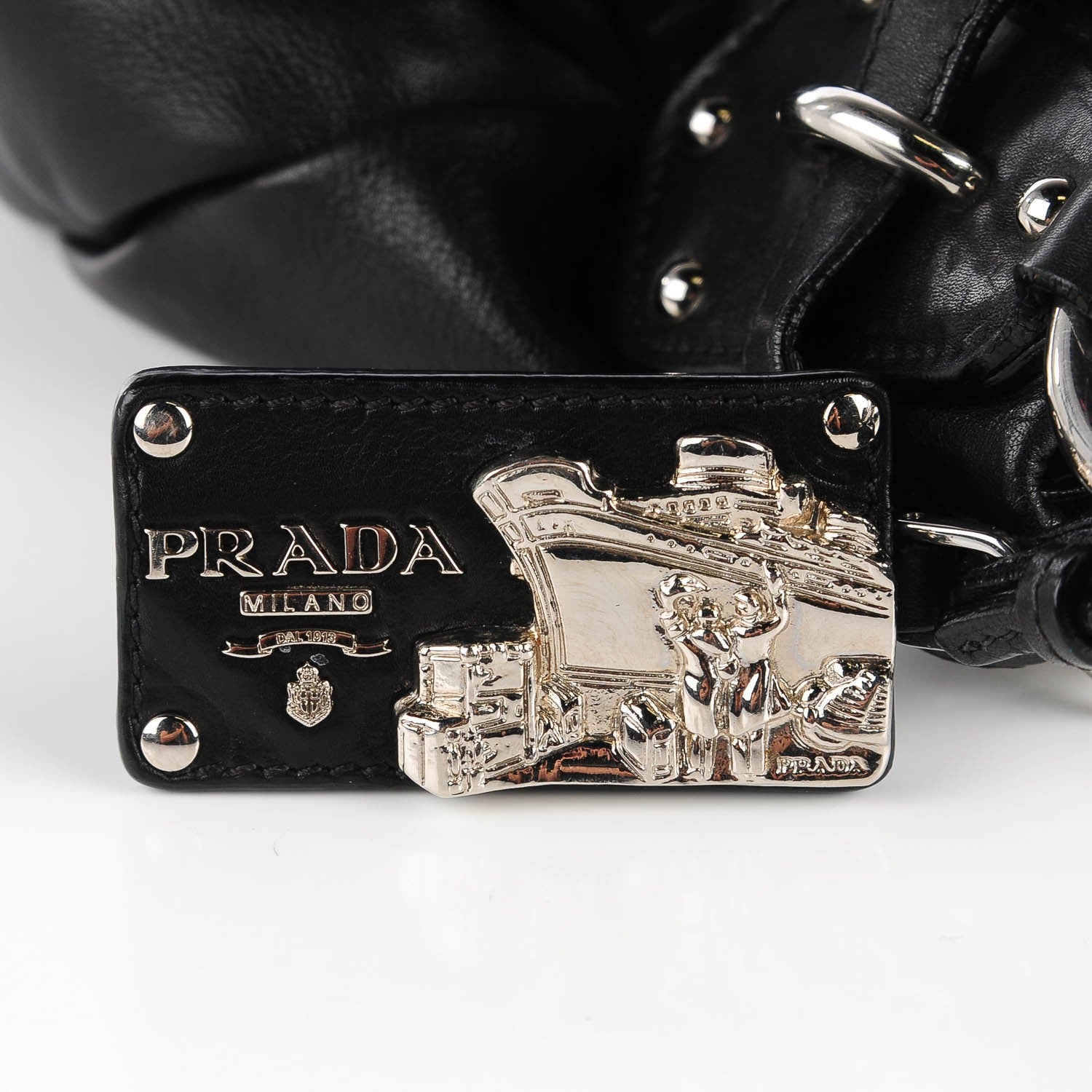 Prada Soft Calf Pleated Hobo Nero Black 9 of 10