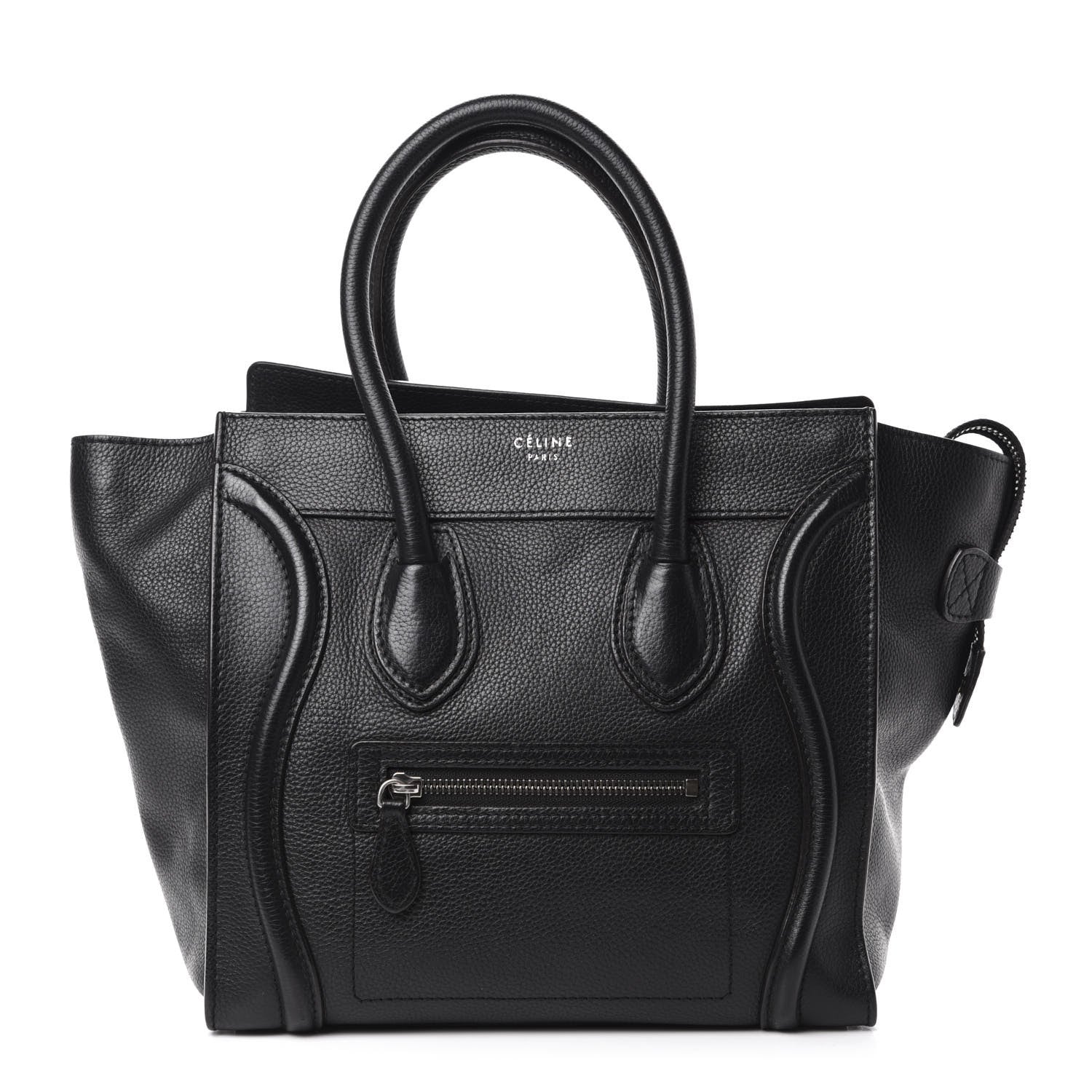 Celine Drummed Calfskin Micro Luggage Black 1 of 10