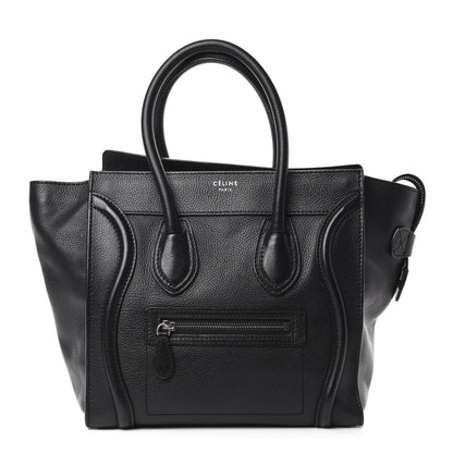 Celine Drummed Calfskin Micro Luggage Black 1 of 10
