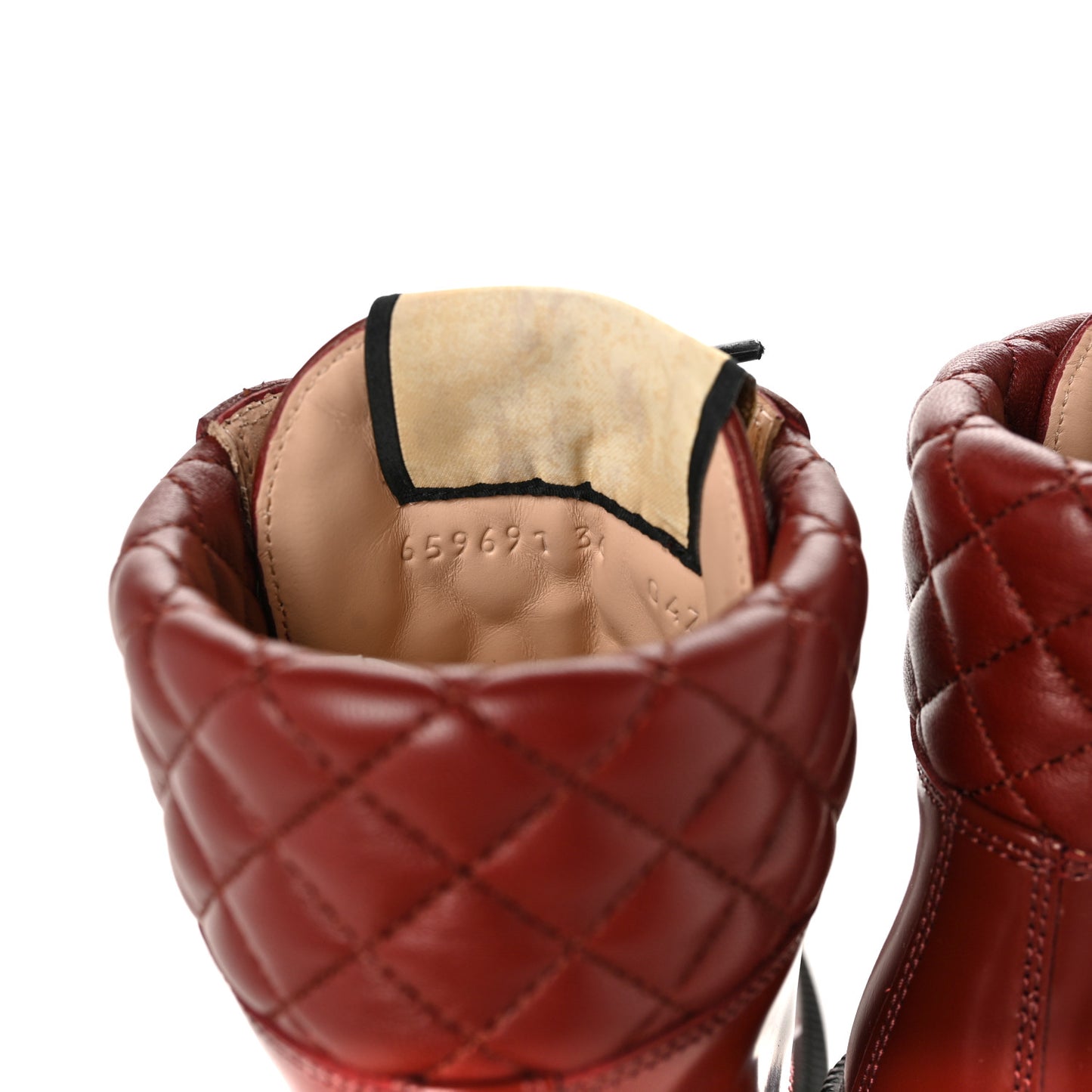 Magnum Calfskin Nappa Quilted Lace Up Ankle Boots 36 Garnet Red