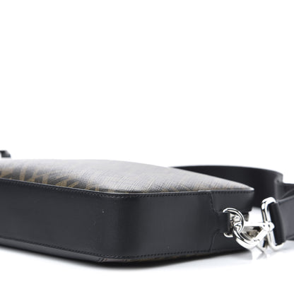 Fendi Glazed Fabric Vitello Liberty FF 1974 Diagonal Medium Camera Case Tobacco Moresco Black 7 of 11