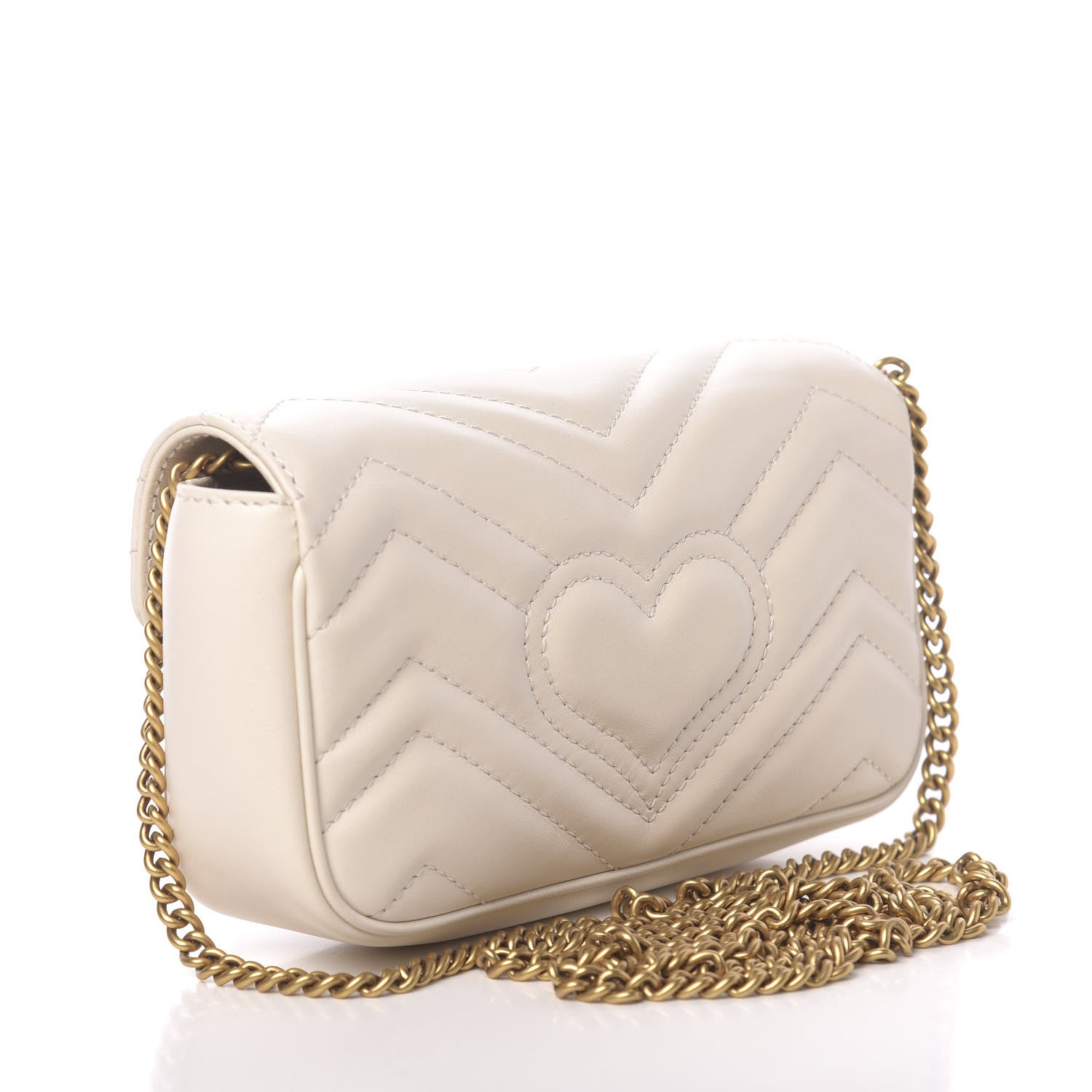 Gucci Calfskin Matelasse Super Mini GG Marmont Shoulder Bag White 3 of 11