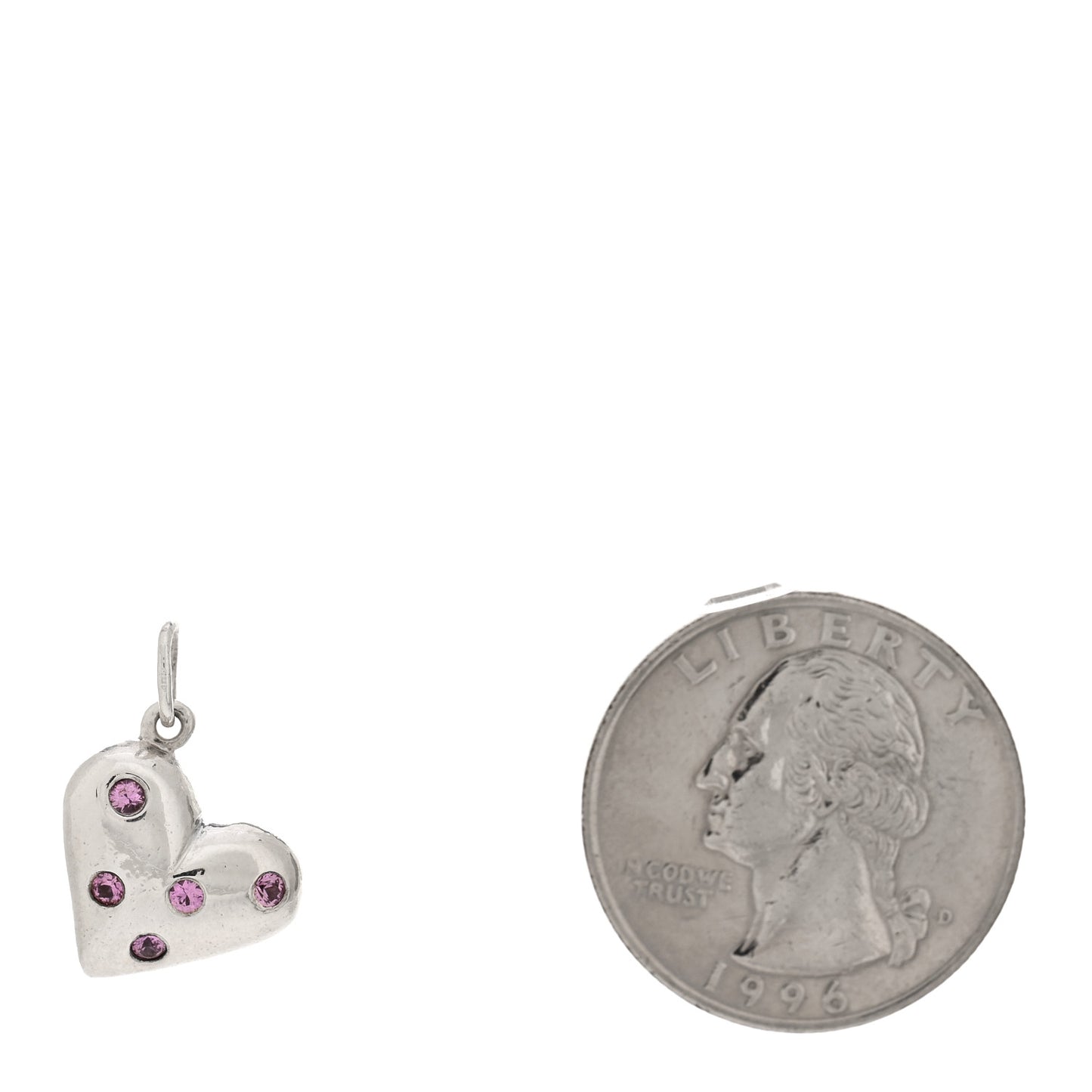 Sterling Silver Pink Sapphire Etoile Heart Charm