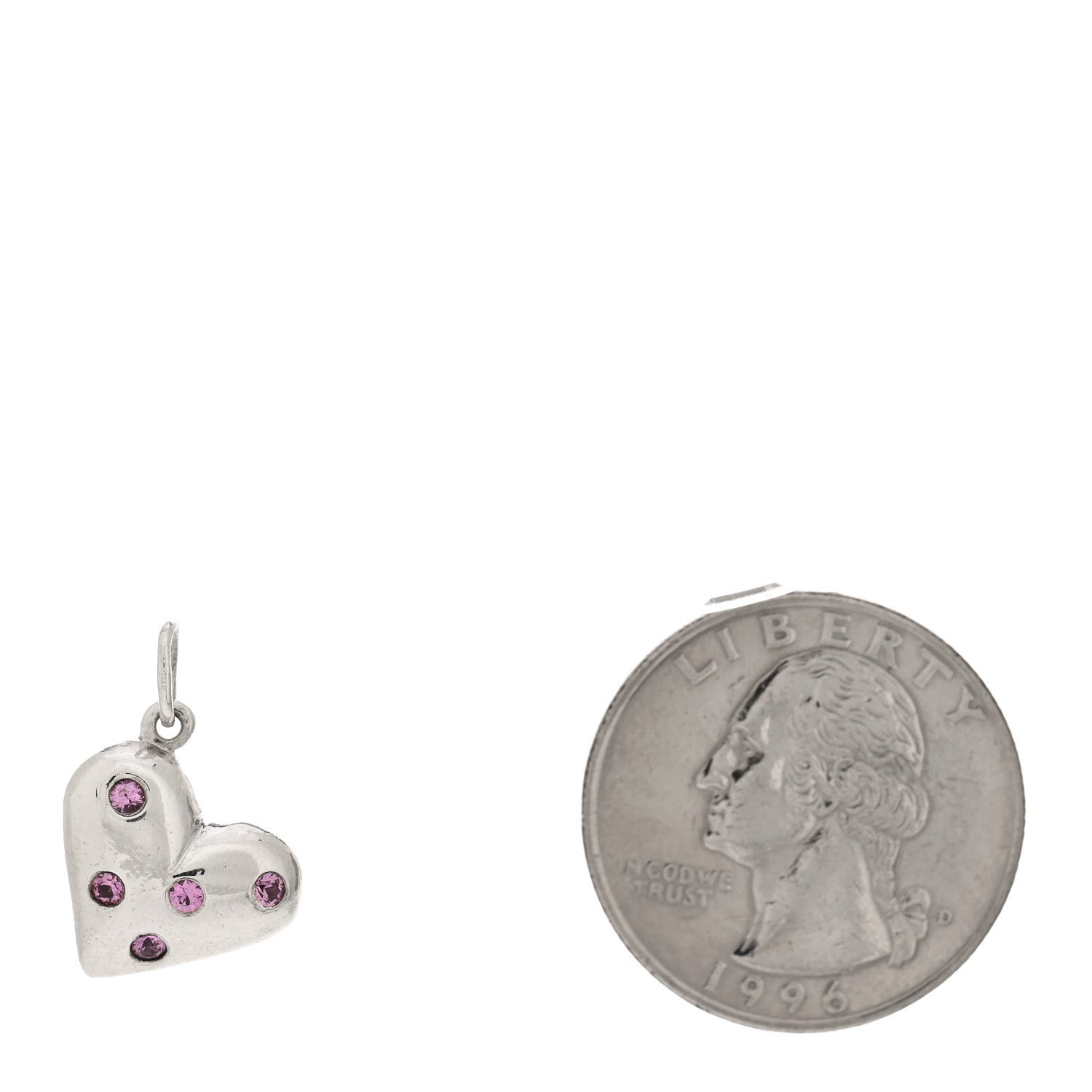 Tiffany Sterling Silver Pink Sapphire Etoile Heart Charm 2 of 3