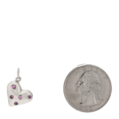 Tiffany Sterling Silver Pink Sapphire Etoile Heart Charm 2 of 3