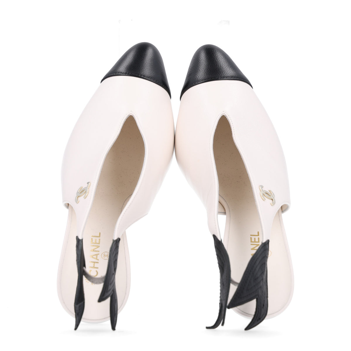 Lambskin Slingback Pumps 37.5 White Black