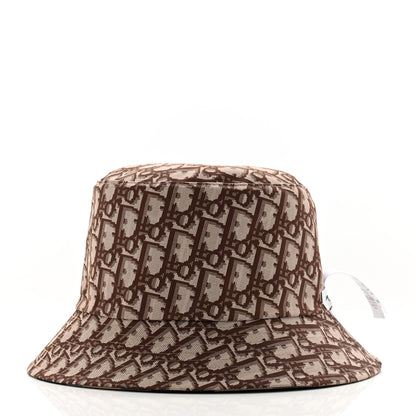 Christian Dior Polyester Cotton Gingham Oblique Reversible Bucket Hat 57 Beige 12 of 15