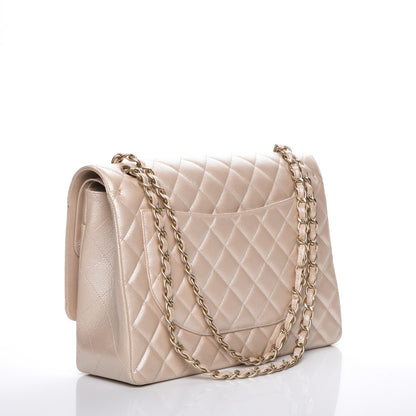 Chanel Metallic Caviar Maxi Double Flap Light Gold 3 of 8
