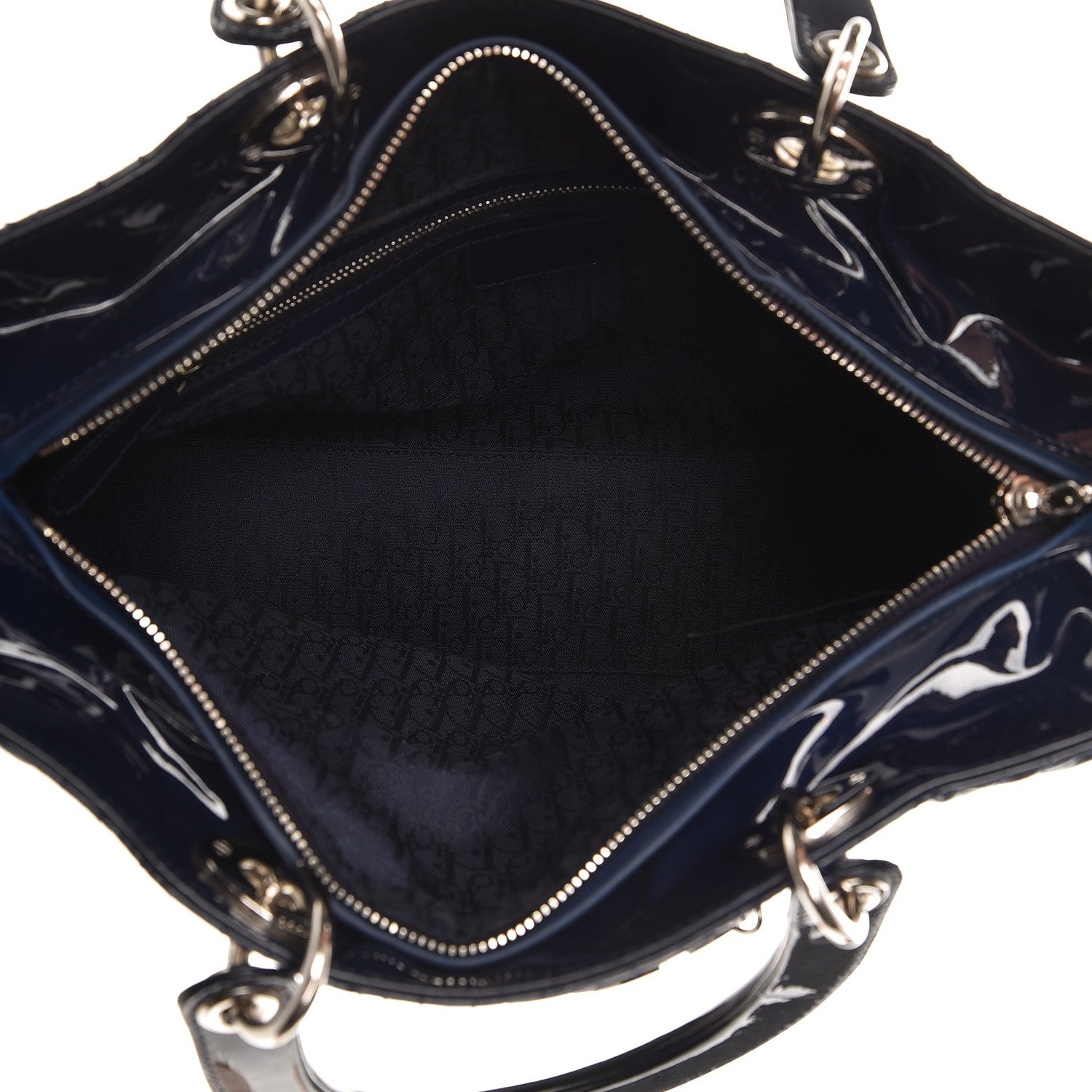 Christian Dior Patent Cannage Large Lady Dior Navy Blue 5 of 7