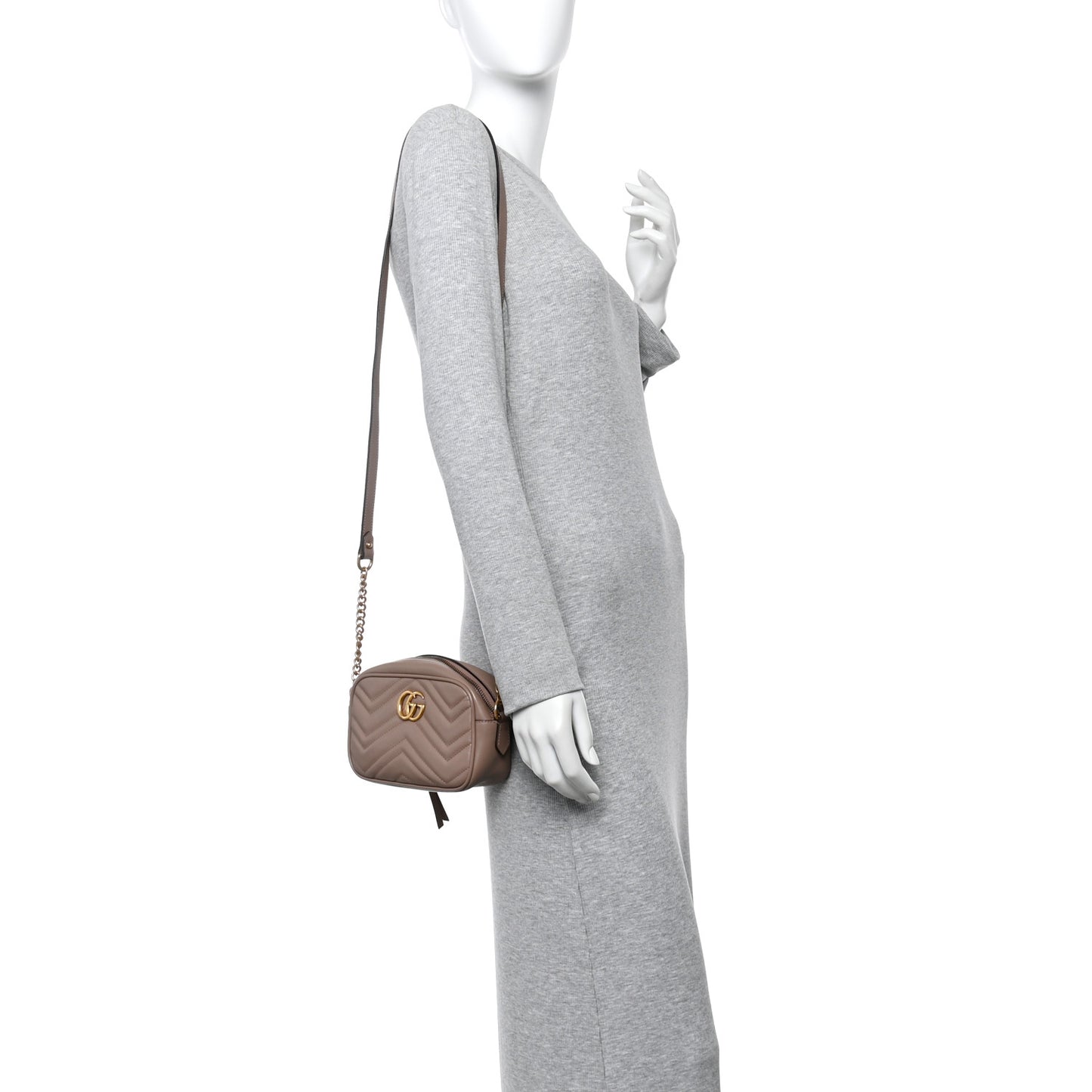 Calfskin Matelasse Mini GG Marmont Chain Shoulder Bag Porcelain Rose