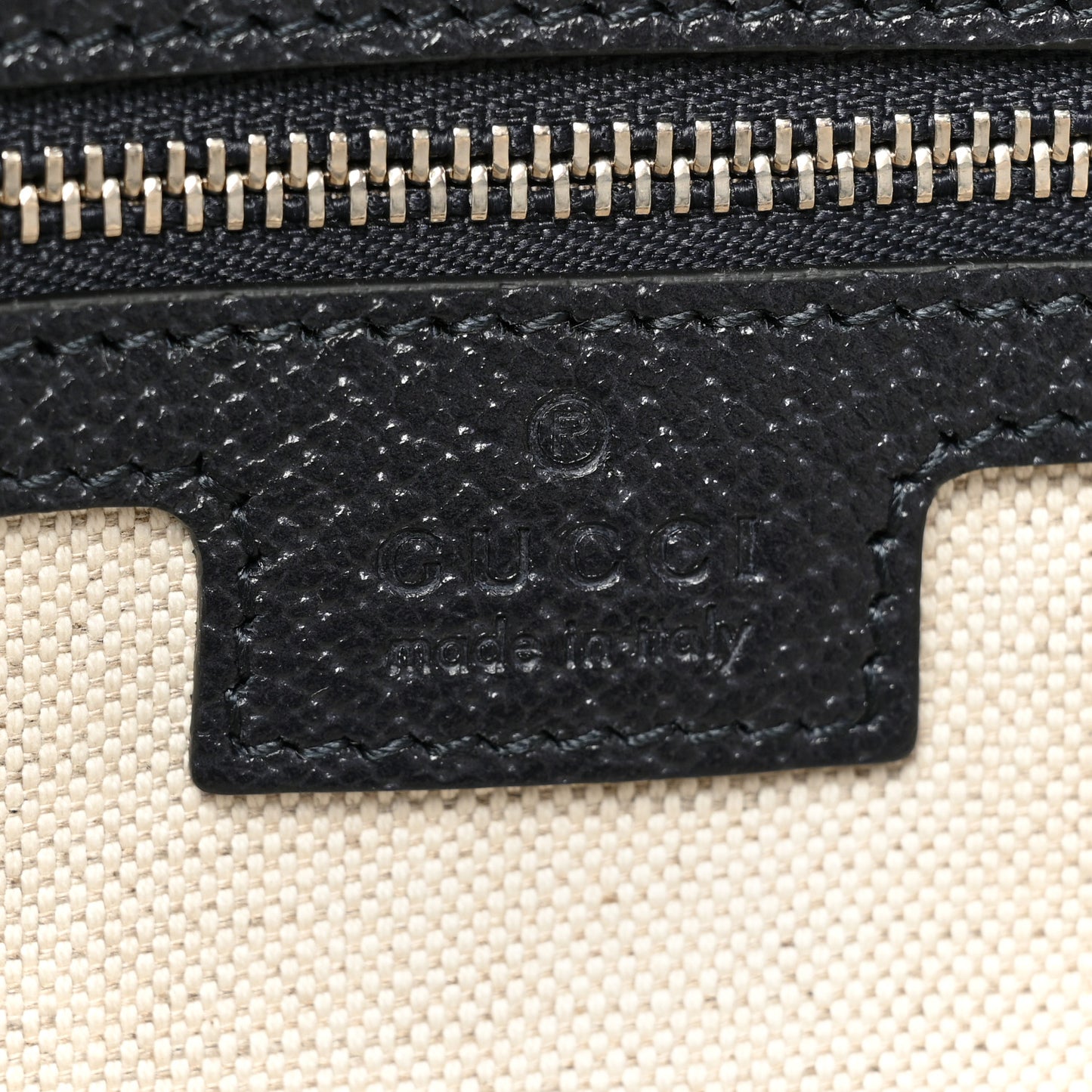 GG Supreme Monogram Textured Calfskin Web Medium Ophidia Shopping Tote Beige Blue