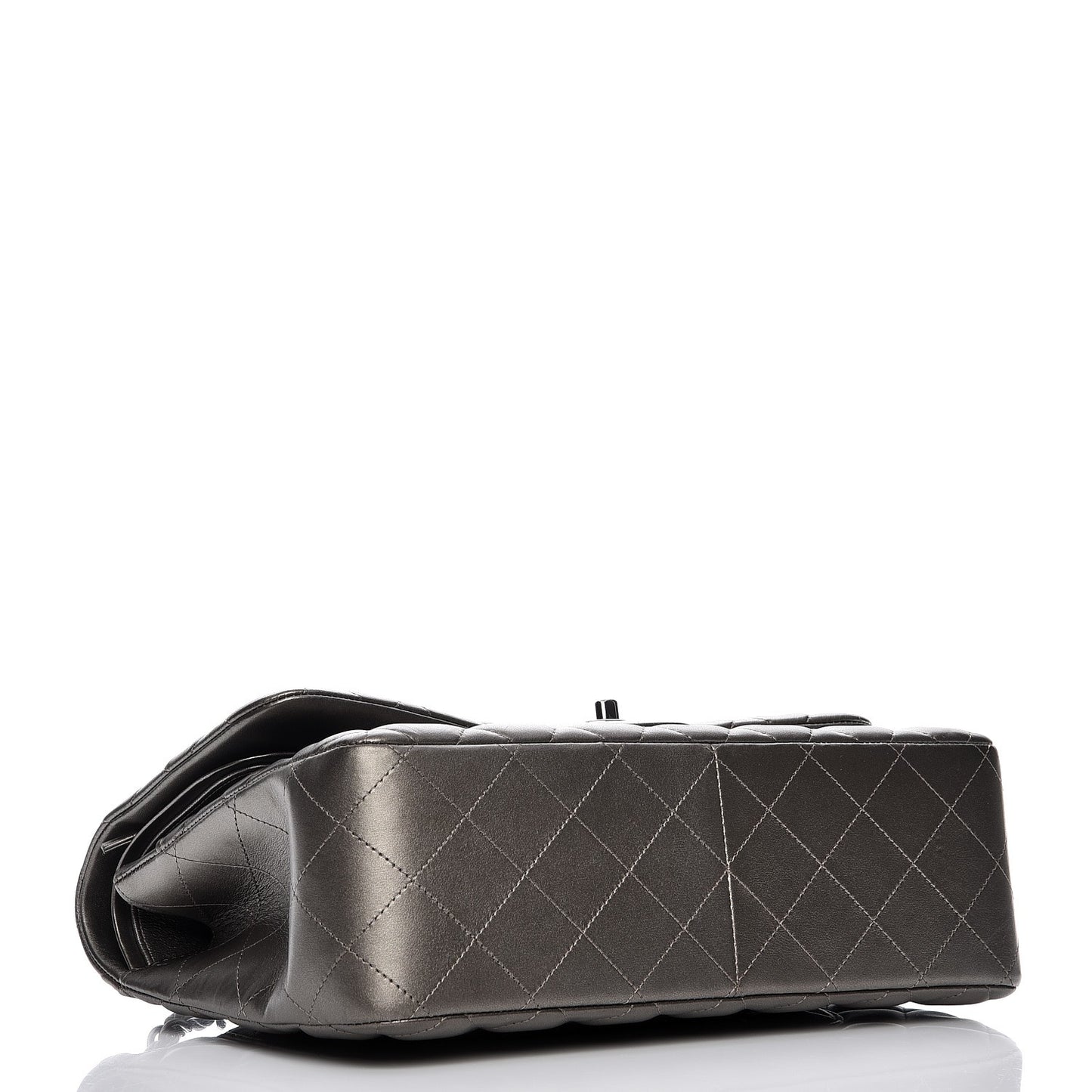 Metallic Lambskin Quilted Jumbo Double Flap Bronze