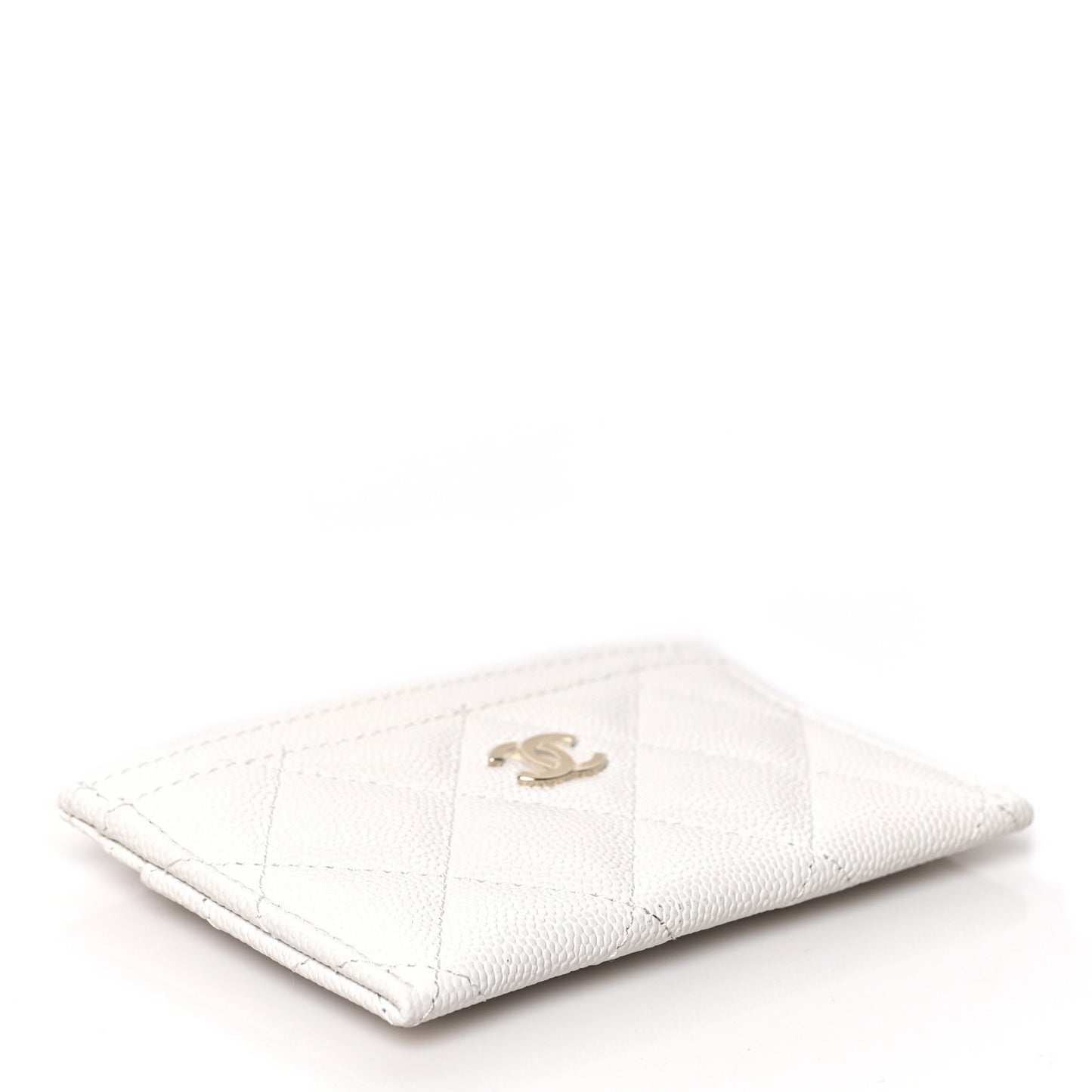 Caviar Quilted Card Holder White