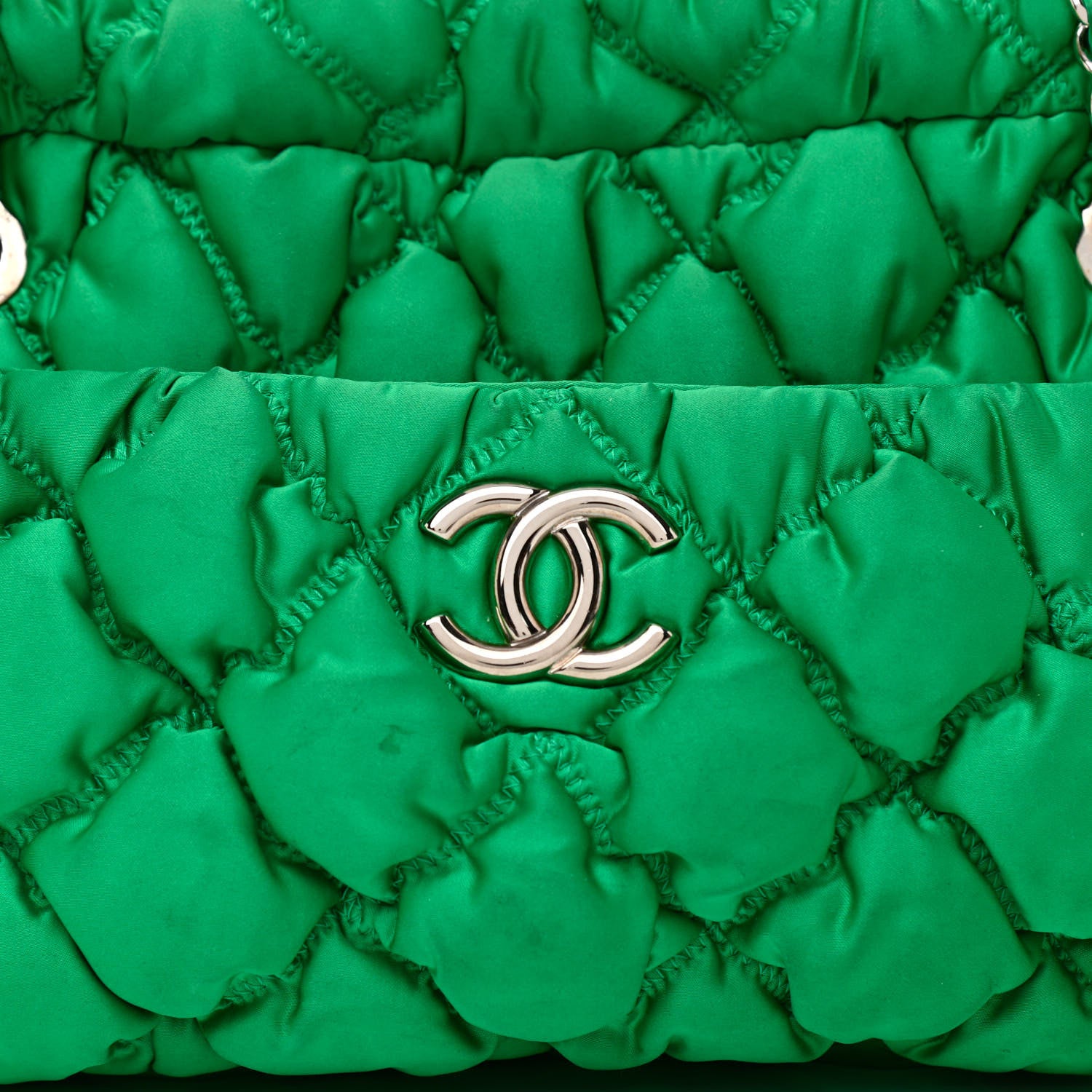 Chanel Nylon Bubble Quilt Shoulder Bag Green 10 of 13