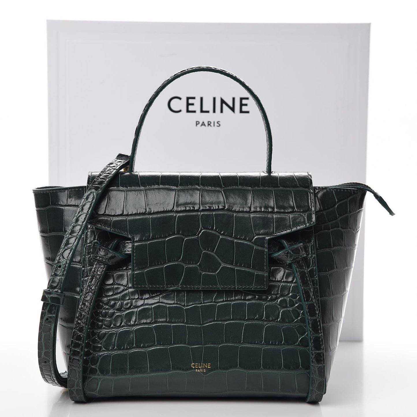 Calfskin Crocodile Embossed Nano Belt Bag Amazone