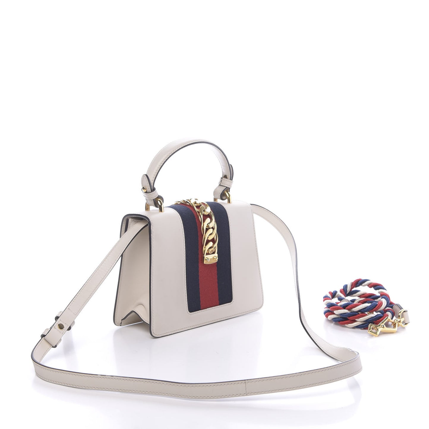 Calfskin Mini Sylvie Top Handle Bag White