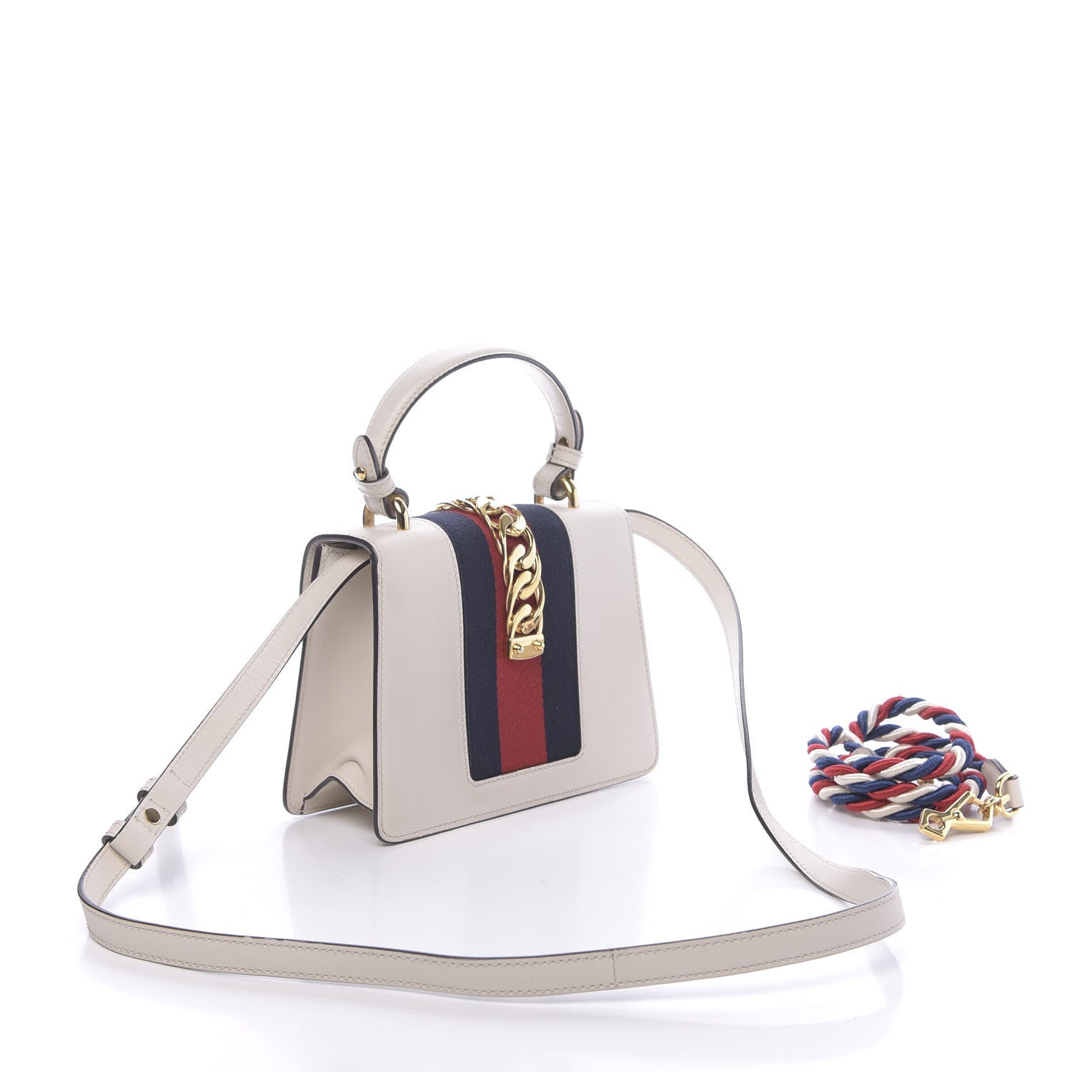 Gucci Calfskin Mini Sylvie Top Handle Bag White 4 of 19