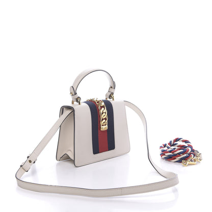 Gucci Calfskin Mini Sylvie Top Handle Bag White 4 of 19