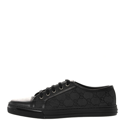 Gucci GG Monogram Calfskin Womens Low Top Sneakers 37 Piombo Black 1 of 7