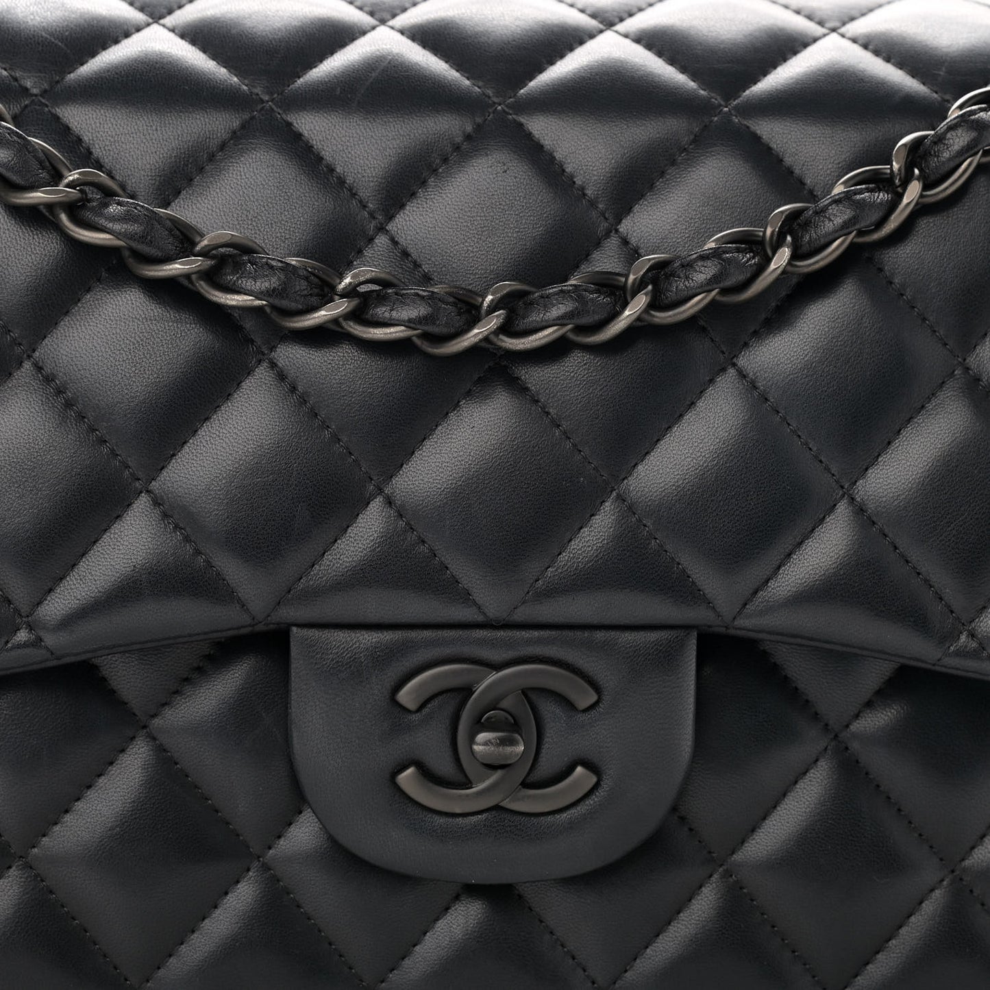 Lambskin Quilted Jumbo Double Flap So Black