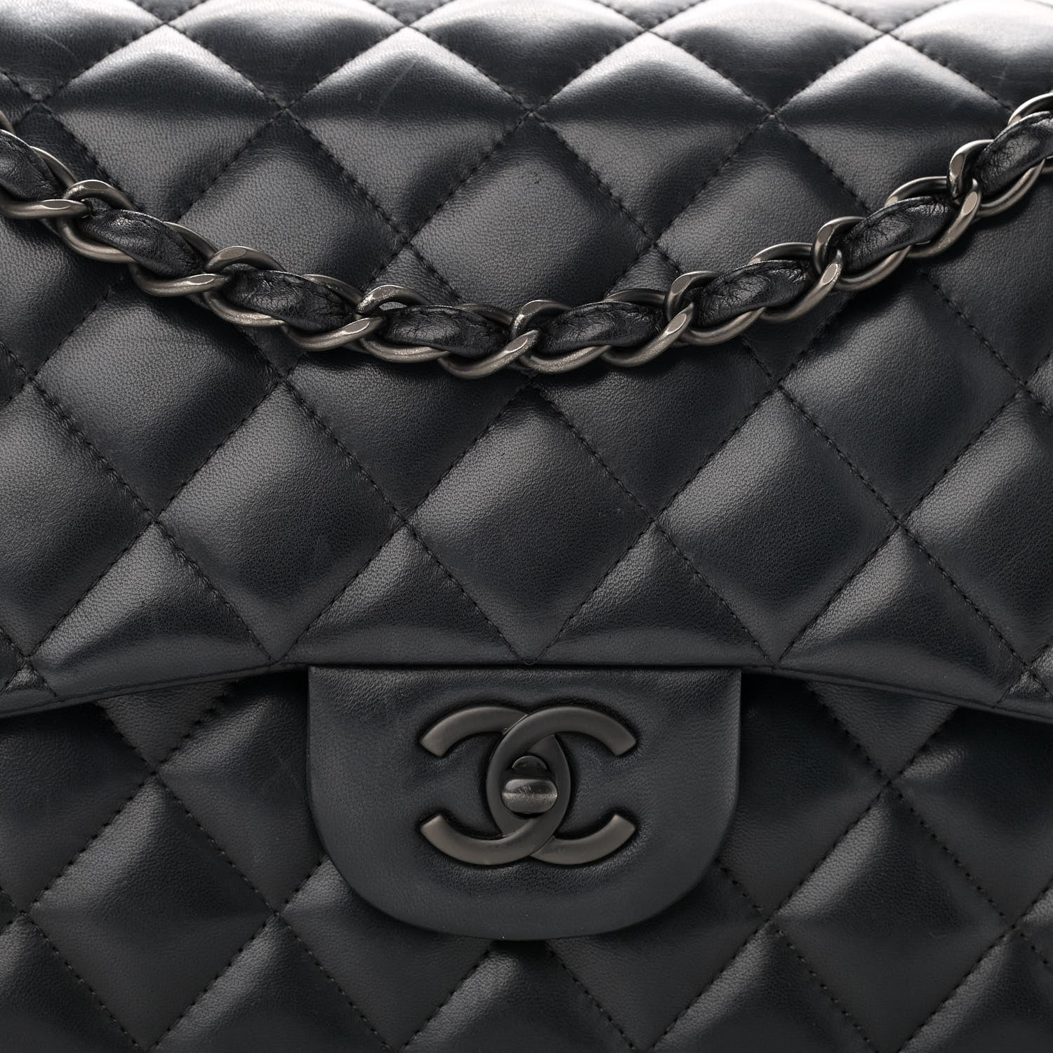 Chanel Lambskin Quilted Jumbo Double Flap So Black 8 of 12
