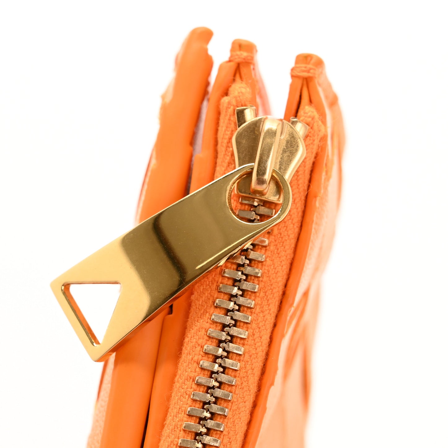 Nappa Intrecciato Small Bi-Fold Zip Wallet Tangerine