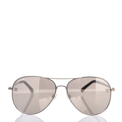 Chanel Metal Aviator CC Sunglasses 4189-T-Q Silver 3 of 8