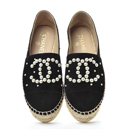 Chanel Suede Pearl CC Espadrilles 36 Black 5 of 11