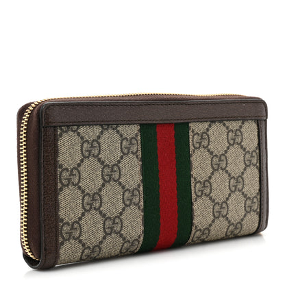 Gucci GG Supreme Monogram Web Ophidia Zip Around Wallet Brown 3 of 16