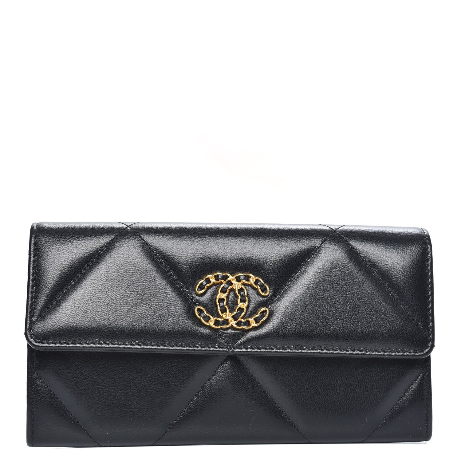 Chanel Lambskin Quilted Chanel 19 Flap Wallet Black 1 of 8