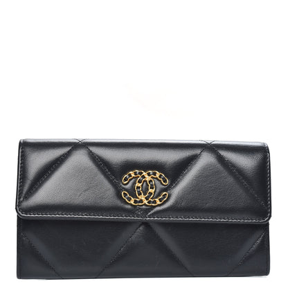 Chanel Lambskin Quilted Chanel 19 Flap Wallet Black 1 of 8