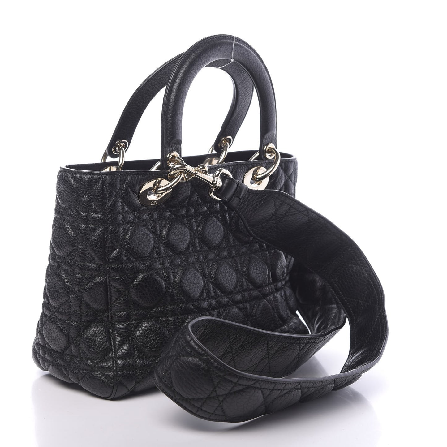 Grained Calfskin Cannage Medium Supple Lady Dior Black