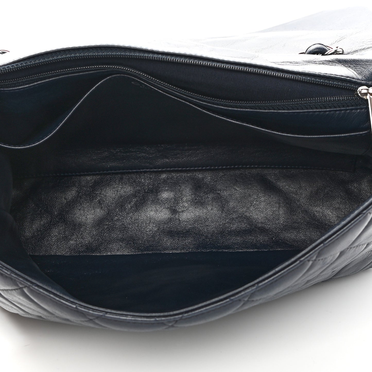 Lambskin Quilted Jumbo Single Flap Navy