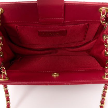 Chanel Calfskin Quilted CC Small Once Upon A Time Tote Red 5 of 10